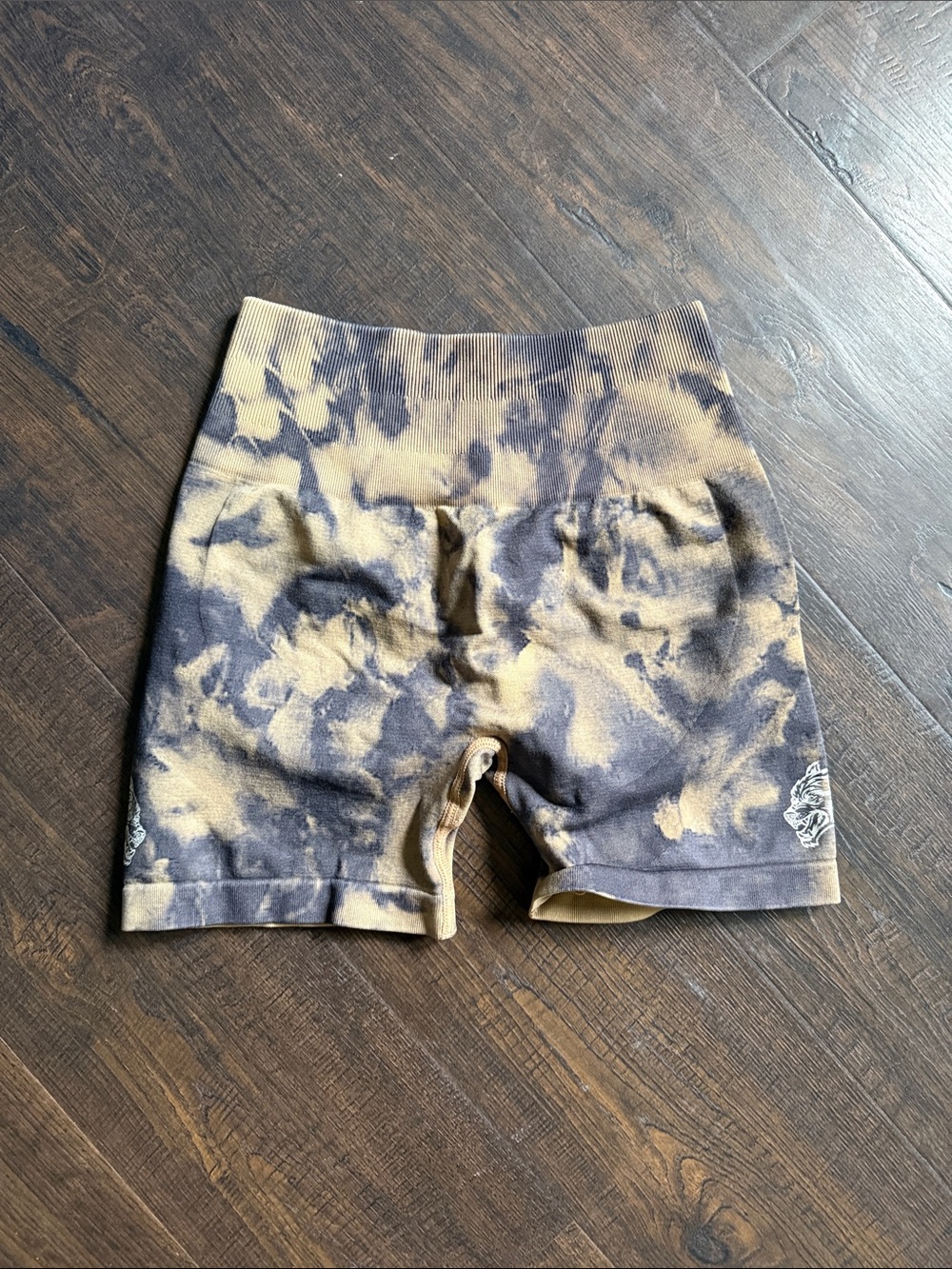 Darc Sport Women’s Tie-Dye Athletic Shorts in Black and Tan